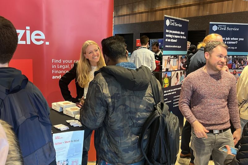 employer a t a careers fair stand
